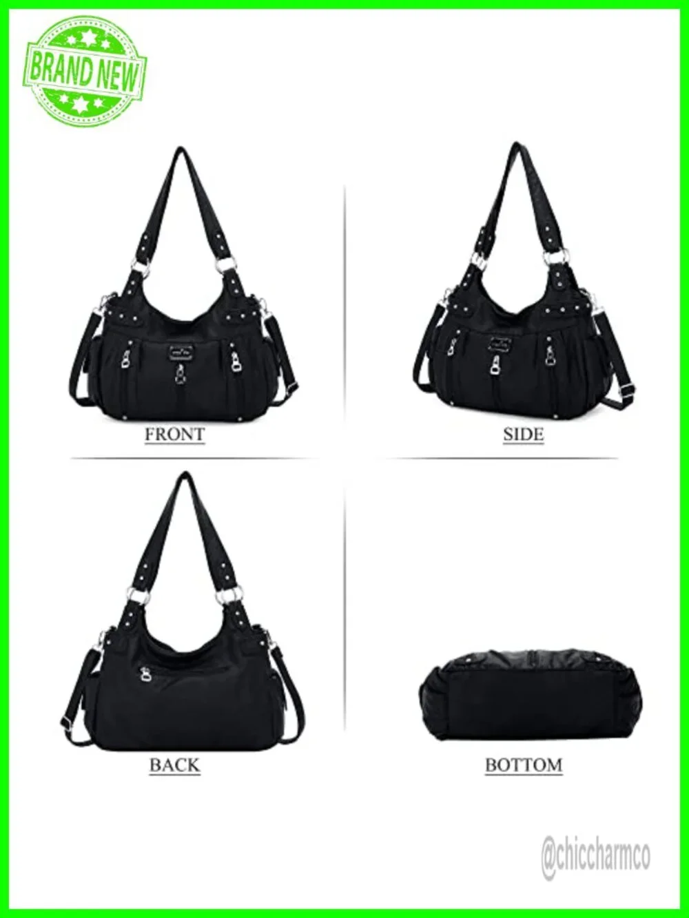 Washed Faux Leather Hobo Satchel Crossbody Shoulder Bag Tote Purse
